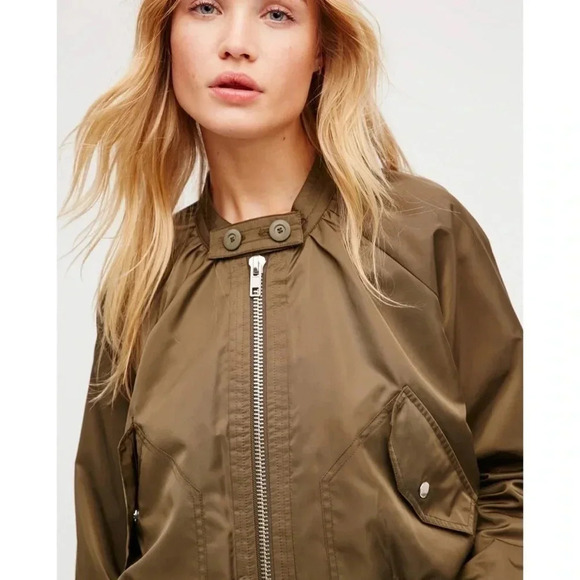 Free People Olive Midnight Bomber Jacket Size S - Picture 2 of 15